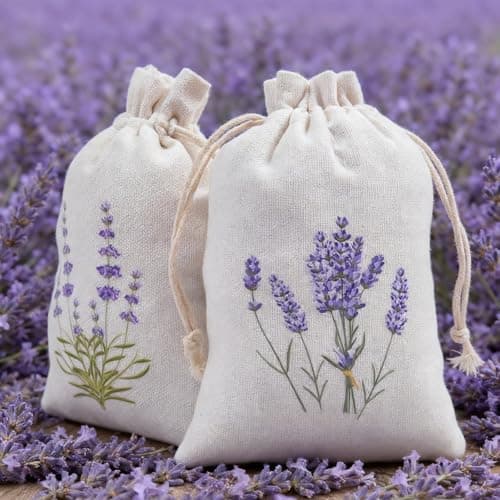 6 Pcs Lavender Bags,Dried Lavender Sachet Empty for Wardrobes and Moths Drawstring Fabric Pouches for Aromatherapy,Pouch Cotton for Spice,Dried Flowers and Herbs(10x15cm) — view 5