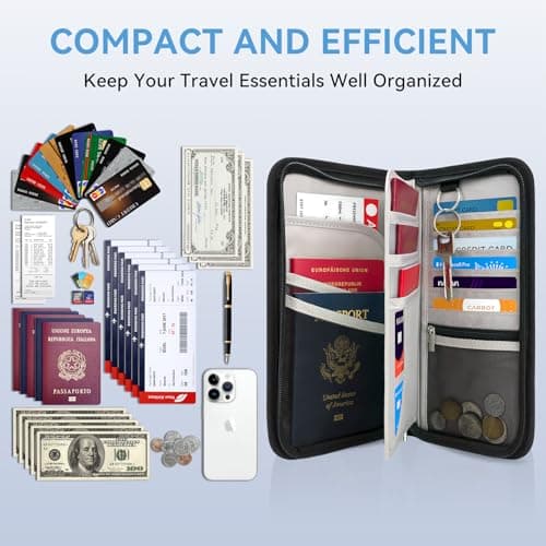 Looxmeer Family Passport Holder, RFID Blocking Travel Wallet, Wrist Strap — view 4