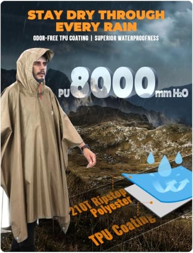 ANYOO Waterproof Rain Poncho Lightweight Reusable Adult Unisex Multi-use — view 3
