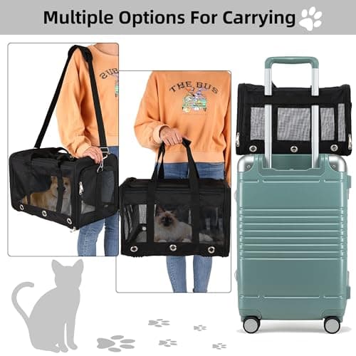 Dycietx Soft Sided Foldable Cat/Dog/Pet/Puppy Carrier Bag, Portable Pets Travel Carriers For Cats/Dogs With Shoulder Strap & Removable Mat, Durable Cat Basket of 17 lbs Airline Approved(Black, M) — view 3