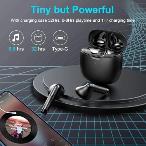 Bluetooth Earbuds, Wireless Earphones with IPX7 Waterproof 5.3 Bluetooth Headphones Hi-Fi Stereo Sound Wireless Headphones With Mic 30H Playtime Fast Charging Case for iPhone/Android — view 2