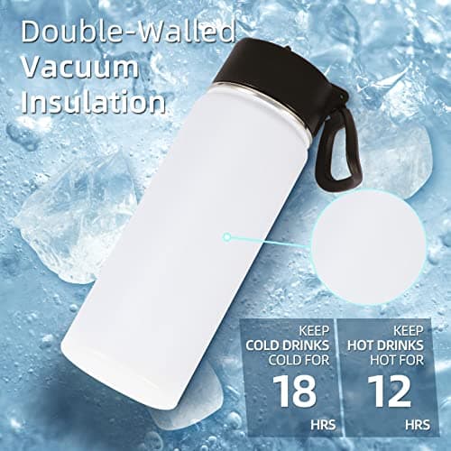 Volhoply 530ml 18oz Insulated Water Bottle Bulk 4 Pack, Kids Stainless Steel Water Bottles with Straw Lid, Reusable Metal Wide Mouth Sports Flask Keep Hot and Cold (Mix,4 Pack) — view 3