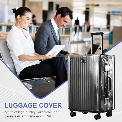 Suitcase Protective Cover, Travel Luggage Protective Cover with 1 Luggage Tag, Reusable Clear PVC Suitcase Covers Protectors, Waterproof Scratch Dust Resistant, for Business, Trip, Daily (28 inch) — view 4