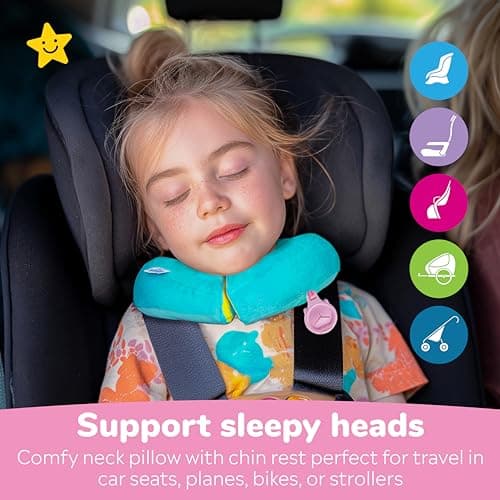 Trunki Kid's Travel Neck Pillow And Chin Rest | Support Sleepy Heads in the Car Seat, Plane, Bike or Pram | Yondi SMALL Una Unicorn (Turquoise) — view 3