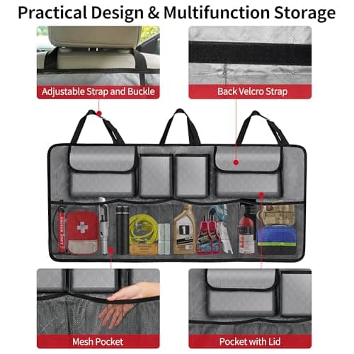 NEWFOM Car Trunk Organizer and Storage, Large Capacity Backseat Hanging Storage Accessories, Backseat Car Organizer for SUV/MPV/Truck (Grey) — view 3
