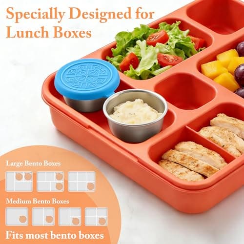 6 Pack Stainless Steel Sauce Pots with Silicone Lids - 1.6 oz (45 ml) — view 5