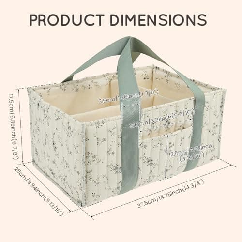 Gatphy Baby Diaper Caddy Organizer Portable Nursery Storage Basket with Handle & Removable Dividers Diaper Storage Bag Baby Essentials Organizer for Nappy Wipes Diapers Toys Car Travel Home (Style1) — view 2