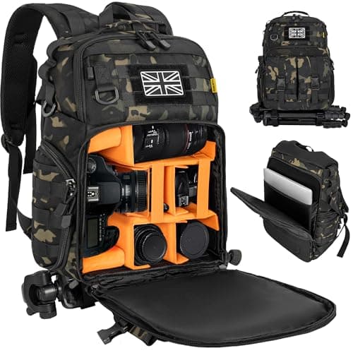 OUUTMEE Tactical Camera Backpack, Camera Rucksack with Waterproof Cover