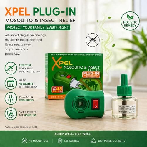 Plug-in Mosquito Repellent & Insect Killer for Home & Travel | Odourless Tropical Formula | Up to 45 Nights per Refill | 4 Pack (2 Devices + 2 Refills) — view 2