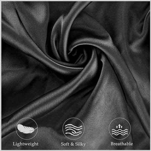 Zelimun Satin Pillowcase for Hair and Skin, Contour Pillow Cases for Cervical Pillow, Smooth & Soft for 60x40cm Memory Foam Neck Pillow, Pillow Cover with Zipper(Black) — view 4