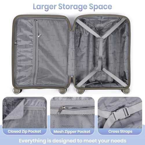 Tavoxda Cabin Suitcase Lightweight PP Hard Shell 20 Inch Carry-On Luggage — view 5