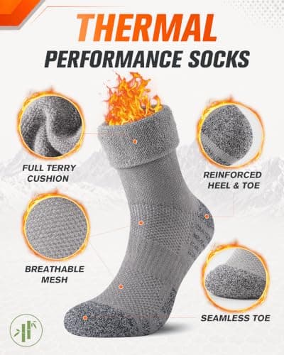 Niofind Mens Bamboo Thermal Socks, 6 Pairs Full Cushioned Breathable Socks — view 2