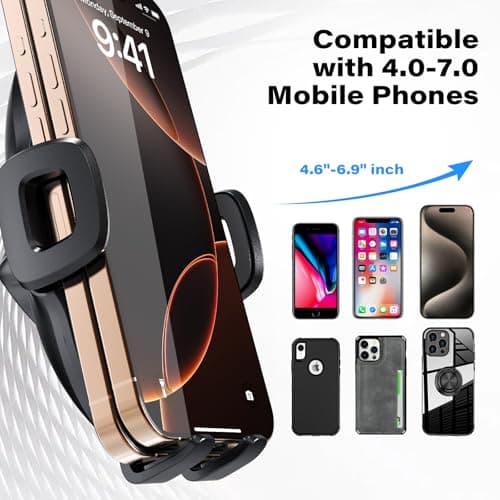 APPS2Car Car Phone Holder, Dashboard Windscreen Sturdy Suction Cup Mount, 360° Universal Holder forCompatible 4.7-6.8“ iPhone12/11/Pro, Samsung S21 and More (Suction + Hook Vent) — view 6