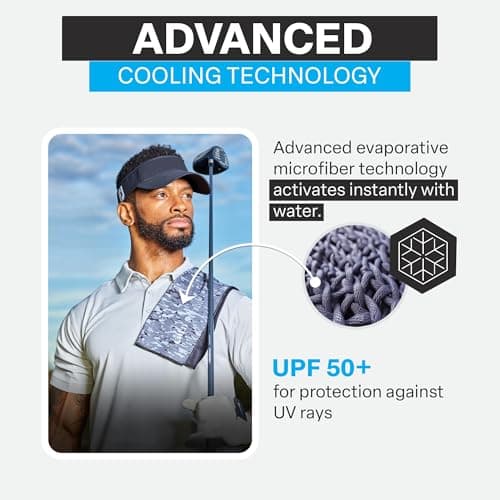 COLD FACTOR Instant Cooling Towel - Sports Cooling Towel with UPF 50+ and Reflective Protection - Moisture Wicking, Chemical-Free Evaporative Cooling for Hot Weather, Runners & Athlete (Camo, 1 Pack) — view 4