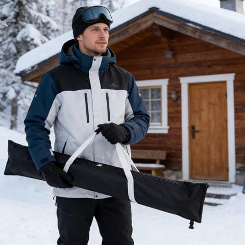 Ski Storage Bag 185cm, Ski Carrier Bag Waterproof Transport Organizer for Skiing and Snowboard, Portable Durable Snowboard Protection for Car, Travel, Winter Sports Gear Storage (Black 1 piece) — view 4