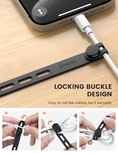 Lamicall 10 Pack Silicone Cable Ties, [Reusable & Washable] Cord Organizer — view 3