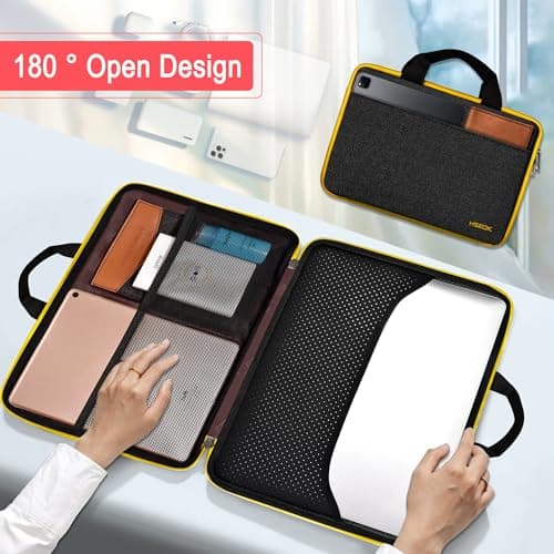 Hseok Laptop Case 13.3-14 inch Sleeve, TSA Computer Handbag Water-Resistant and Shockproof Bag Compatible with MacBook Pro/Neo 14", Mac Air/Pro 13.3" and 13"-14" Notebooks Chromebooks,Black-Yellow — view 4