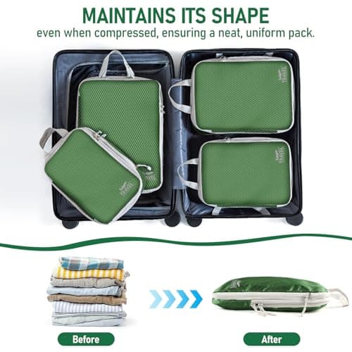 Compression Packing Cubes for Travel, Travel Essentials Luggage Organizer bags for Suitcase, Durable Compression Travel Packing Cubes for Carry on Backpack — view 2