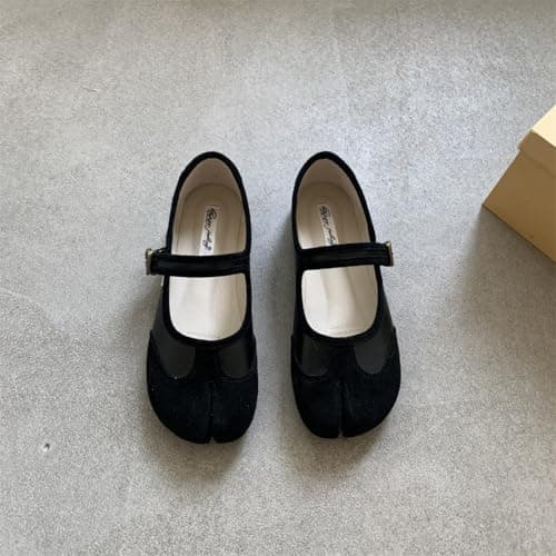 Tabi Shoes Women Mary Janes Ballet Flat - Low Top Split Toe Orthopedic Cute Casual Comfortable Walking Lightweight Female Solid All-Match for Daily Wear Beach Travel Athleisure Standing All Day, Black — view 2