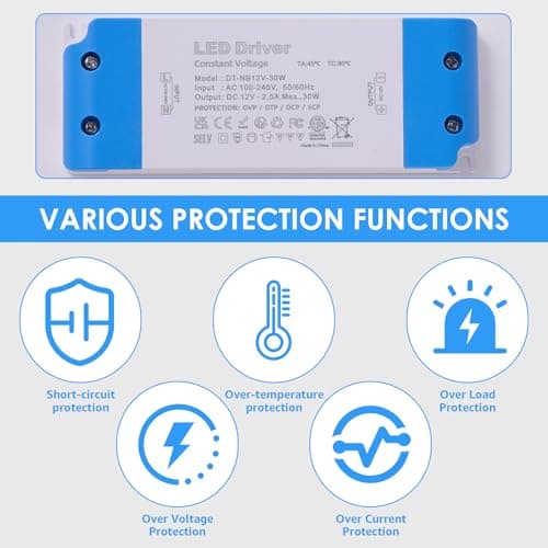 LED Transformer 12V 30W, Ultra Slim LED Driver AC 240V to DC 12V 2.5A — view 4