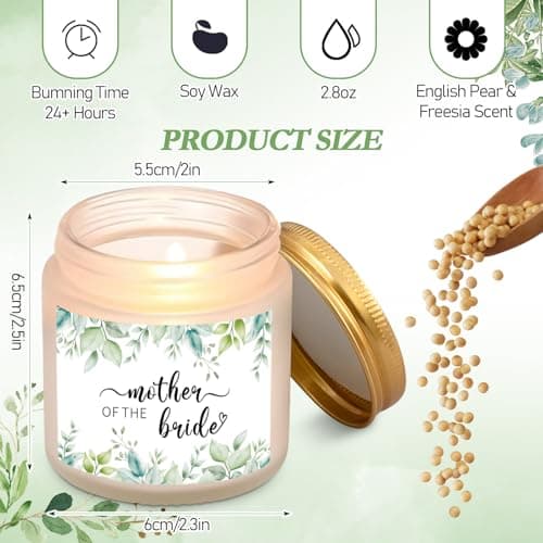 2 Sets Mother of Bride and Groom Gifts, Includes 590 ml Insulated Cups with Straw Handbag Makeup Bag Wedding Handkerchief Candles for Mom Mother in Law Bridal — view 4