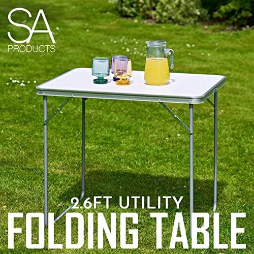 SA Products Utility - Portable Foldable Table for Camping, Party & Picnic - Lightweight Small Folding Sturdy Outdoor Patio Furniture with Aluminium Frame - 2.3 Feet — view 3