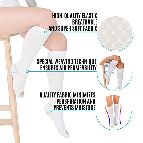 invera Anti Embolism Compression Stockings, Knee High Unisex Ted Hose Socks 15-20 mmHg Moderate Level, White, XL (1 Pair) — view 4