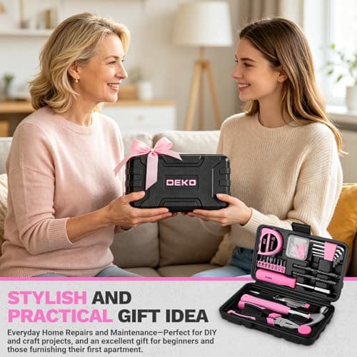 Pink Tool Kit : DEKO 56 Piece Small Mini Tool Box with Essential Hand Tools, Easy Storage for Drawer, Home DIY Tool Set Perfect as Gift — view 4
