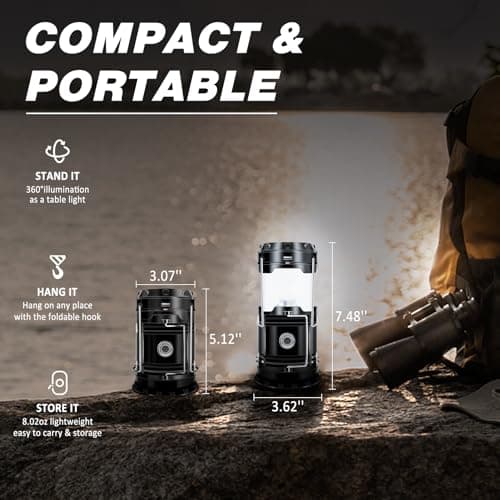 DIBMS 4-Pack Solar Camping Lantern, Collapsible Flashlight Emergency Lights — view 6