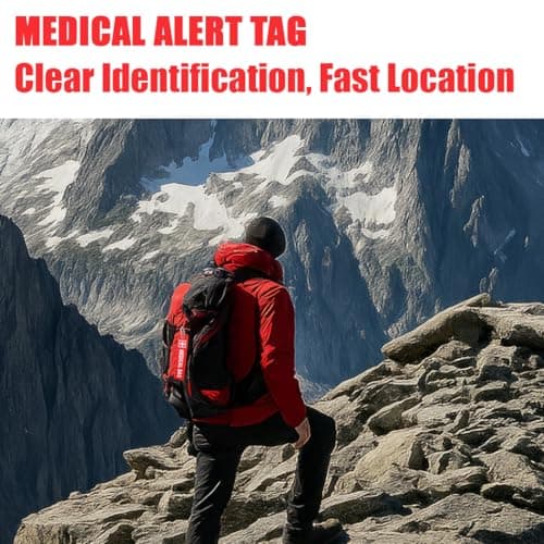 4PCS Medical Alert Bag Tag Double-Sided Medical Equipment Red Keychains Label Reusable Durable Luggage ID Tags for Backpacks Purse Travel — view 5