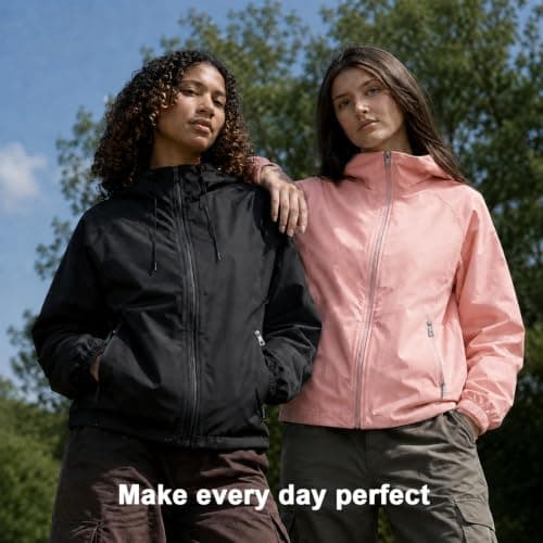GDOKKNY Women Waterproof Rain Jacket, Lightweight Packable Hooded Raincoat with Storage Pouch, Windproof Rain Coat for Cycling Hiking Commuting Travel — view 2