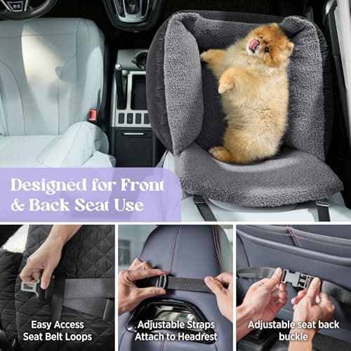 Lesure Waterproof Small Dog Booster Car Seat, 54.5x49.5x38cm, Dark Grey — view 2