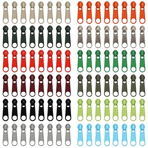 DOITEM 96Pcs Zipper Repair Kit - 12 Colors, 3# Zipper Pulls, Rescue Kit for Clothing, Jackets, Purses, Luggage, Backpacks
