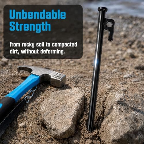 GREENSAPPIRE Tent Pegs and Hammer Set, 12 pcs 30cm teel Tent Stakes — view 6