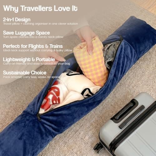 Campoverde Travel Neck Pillow Storage Bag, U-Shaped Pillowcase with Adjustable Shoulder Strap, Portable Organizer for Flight, Train and Car Travel(Navy) — view 3