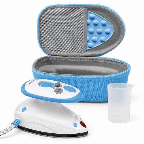 The Quilted Bear Premium Mini Steam Iron for Quilting and Travel, Blue