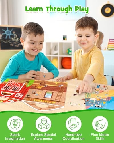 D-FantiX 3D Puffy Sticker Reusable Sticker Books for Kids Ages 3-8 — view 5