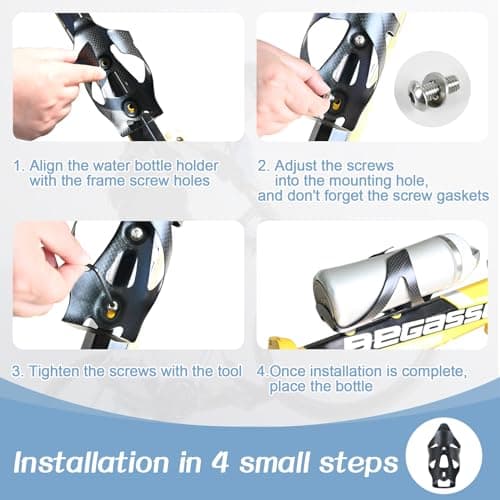 ROADNADO Carbon Bike Bottle Cages Ultralight only 22g Water Bottle Holder Carbon Fiber Bicycle Drink Holder Durable Cup Holder for Road Bike Mountain Bike for 72-74 mm Bottle (Classic Matte-1pcs) — view 6