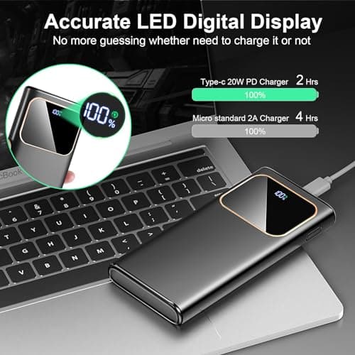 Power Bank Fast Charging 10000mAh, 22.5W Portable Charger USB C Input & Output Powerbank with LED Display, PD3.0 QC4.0 Phone Battery Pack for iPhone17/16/15/14/13/12, Android More，2026 Light Green — view 5