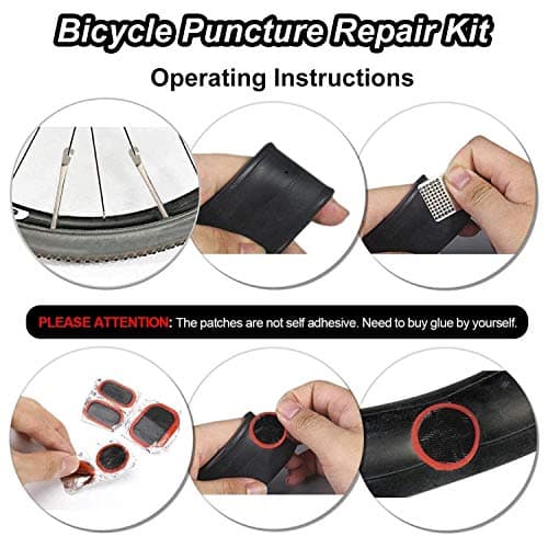 Oumers Multi-Function Bike Bicycle Cycling Mechanic Repair Kit with 3pc Bike Tire Lever 5pc Tyre Patches 1pc Tire Rasp Work Bag — view 6