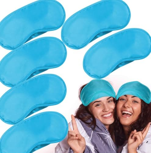 6 Pack Blindfold Eye Mask Cover Sleep Mask for Party Games Travel Sleep Team Build Party Supply with Adjustable Strap for Women Men Kids, Light Blue