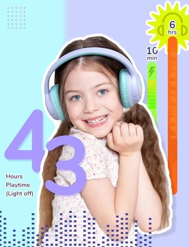 iClever BTH18 Kids Headphones Wireless with LED Lights 43H Playtime Travel — view 4