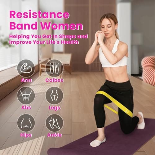 Resistance Bands, Exercise Bands Resistance Bands Set With 5 Resistance Levels, Skin-Friendly Workout Bands for Indoor Fitness, Leg Strength Training, Rehab, Gym,Yoga (Pink) — view 3