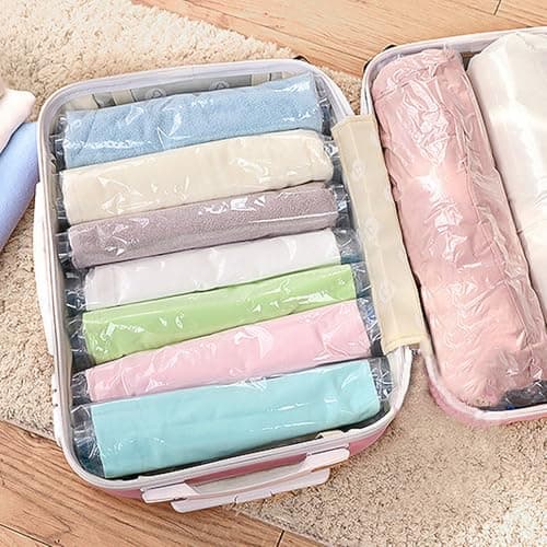 5 pack Vacuum Storage Bags With Zipper, Space Saver Bags Household clothing storage bag Transparent - hand roll bag, Compression for Comforters and Blankets, Sealer Clothes Storage (35 * 50cm) — view 5