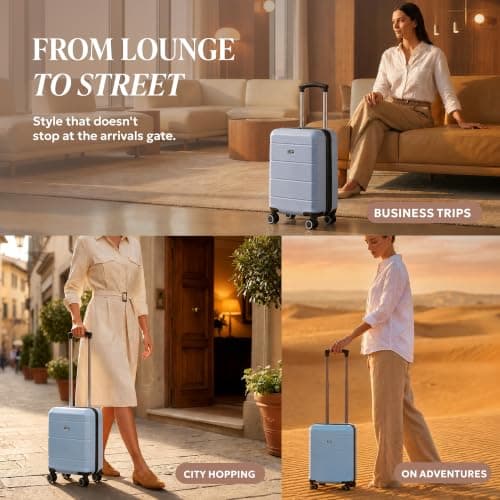 LUGG - Jetset 40cm Suitcase - 40x30x20cm- Ryanair Compatible - Underseat Size - Hard Shell ABS - Spinner & Removable Wheels - Lightweight Travel Luggage - Slate Blue — view 4