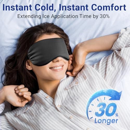 Cooling Eye Mask for Puffy Eyes, Dark Circles & Migraine Relief, Reusable Gel Cold Compress with Adjustable Strap for Headaches, Tired Eyes, Sleep & Post-Surgery Care, Black — view 4