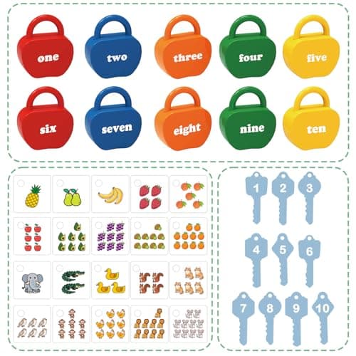YYDeek 5 Set Locks and Key Toys for 2 3 4 Year Old Boy and Girls, Number Counting Blocks Travel Toys for Toddlers on Plane, Montessori Cuase and Effect Preschool Learning Activities — view 4