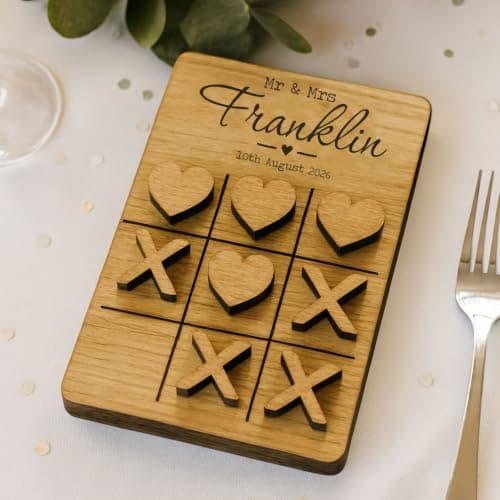 Personalised Wedding Table Game, Hearts & Crosses Kids Activity Favour