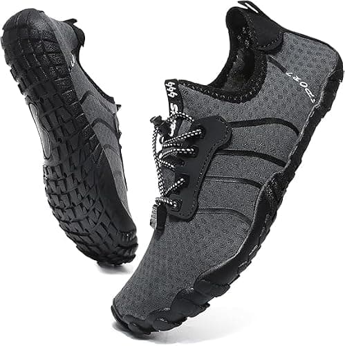Barefoot Water Shoes Mens Womens Swim Beach Quick Dry Aqua Shoes Lightweight Comfortable for Unisex Diving Shoes Grey