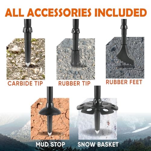 TREKOLOGY Trekking Poles – Collapsible Hiking Poles with Cork Handle - Ultralight Folding Walking Poles for Women & Men, Lightweight Aluminum Hiking Sticks & Walking Sticks (Black with Green) — view 5